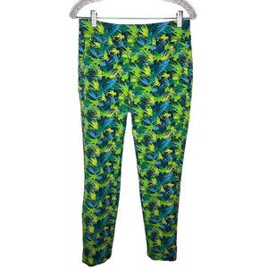 Soft Surroundings Womens S Ankle Pants Blue Green Print Pull On Stretch Casual